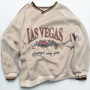 Las Vegas Western Americana Beige Crewneck Sweater ‘Vintage’ Style Medium
